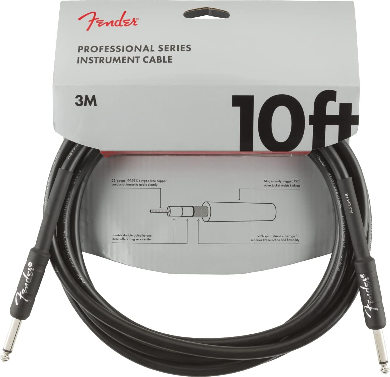 Fender 10 ft Anti-Kink Guitar Cable - Stage Ready