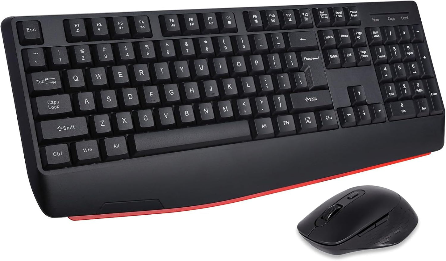 Wireless Ergonomic Keyboard & Mouse Set, 2.4G, DPI Adjustable, Black ~ HUO JI