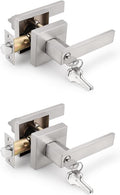 Gobrico 2 Pack Keyed-Alike Entry Door Levers - Satin Nickel Finish