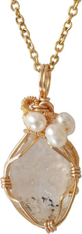 Women's Birthstone & Pearl Statement Crystal Necklace - Gold Plated