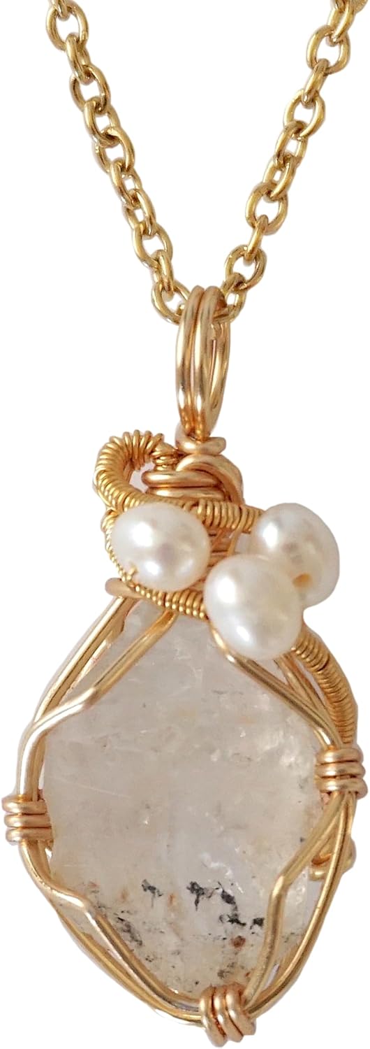Women's Birthstone & Pearl Statement Crystal Necklace - Gold Plated