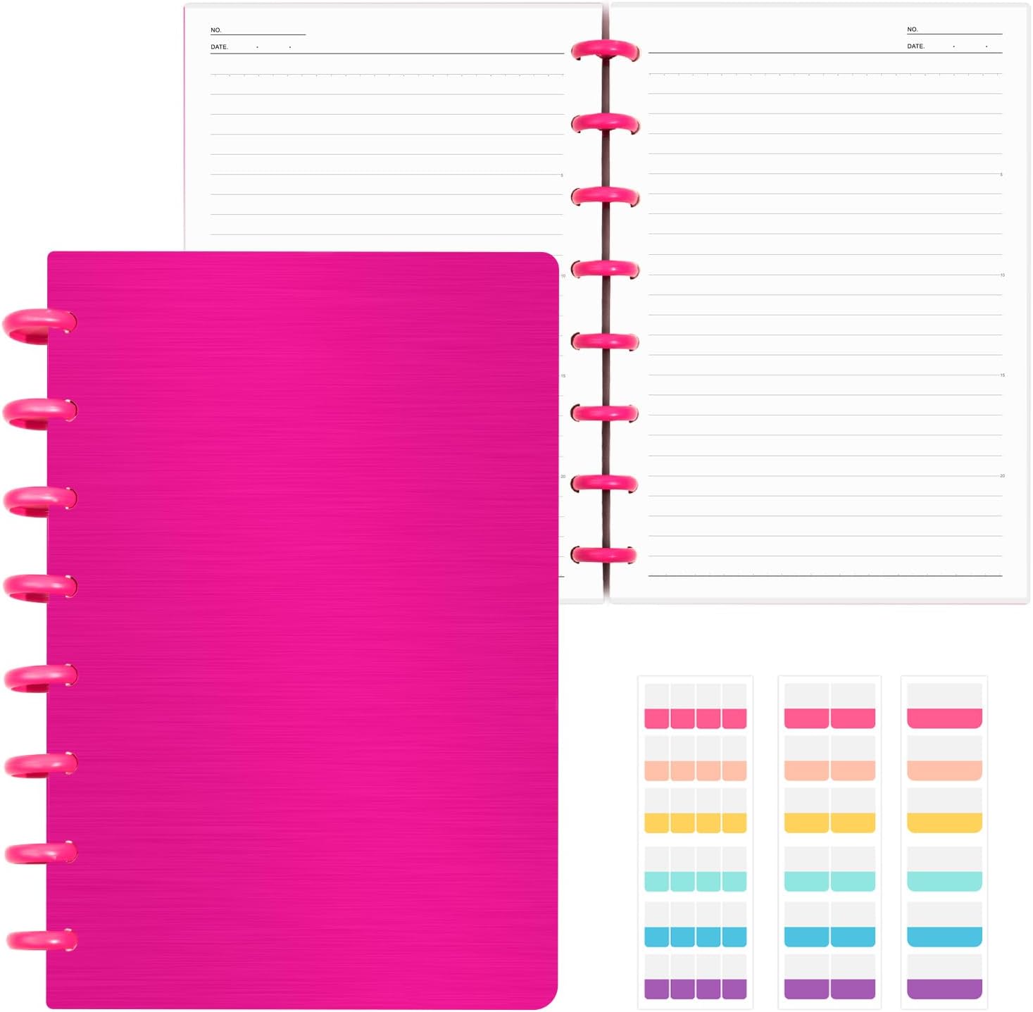 MOSA BEAR 8-Disc Rose Red Planner: Removable Pages, Poly Cover, A5