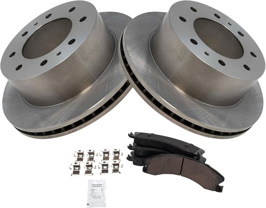 TRQ Rear Ceramic Disc Brake Pad & Rotor Kit for Chevy GMC Trucks