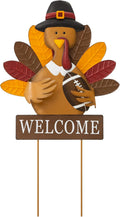 Glitzhome 29.92 in Metal Thanksgiving Turkey Yard Sign - Rustic