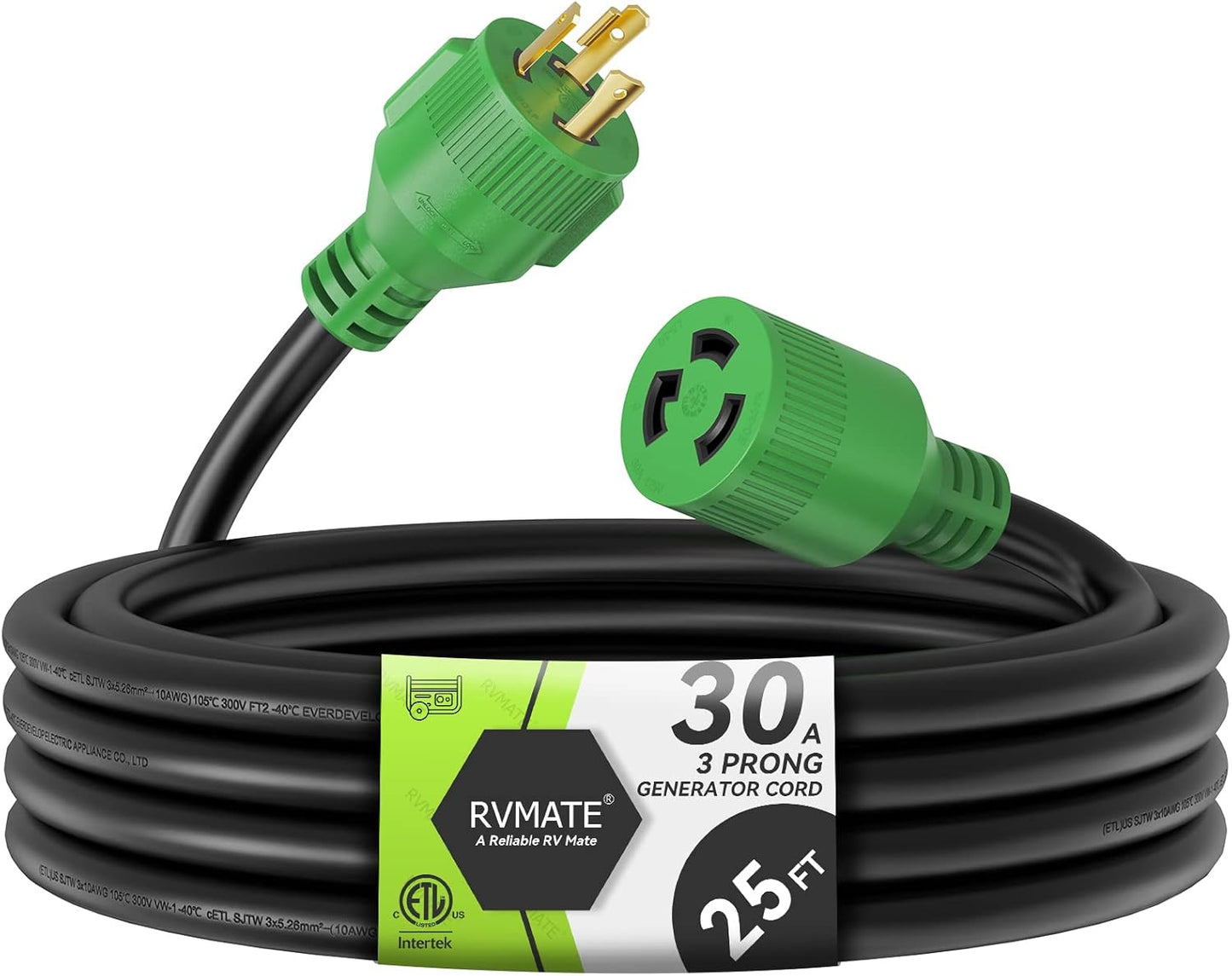 RVMATE 25 Feet 30 Amp Generator Extension Cord for Safe Use