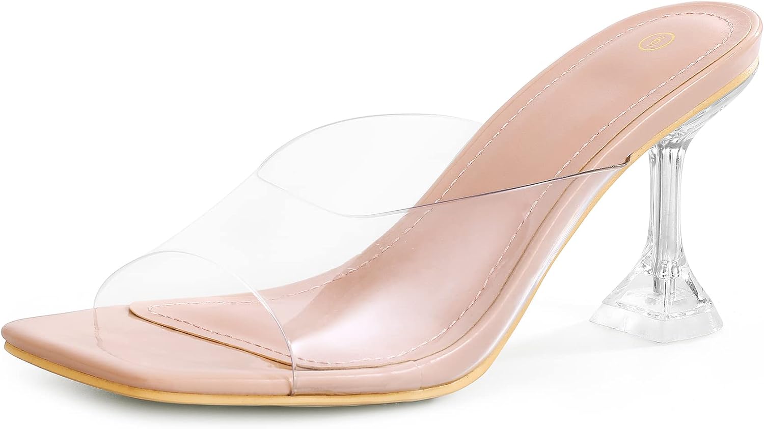 Stylish Clear Heeled Sandals for Women with Square Toe Design