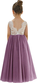 Girls' A-Line Tulle Party Dress with Peony Lace Back by 2Bunnies