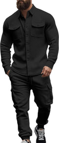 Men's Fleece Cargo Jacket Tracksuit Set for Ultimate Comfort