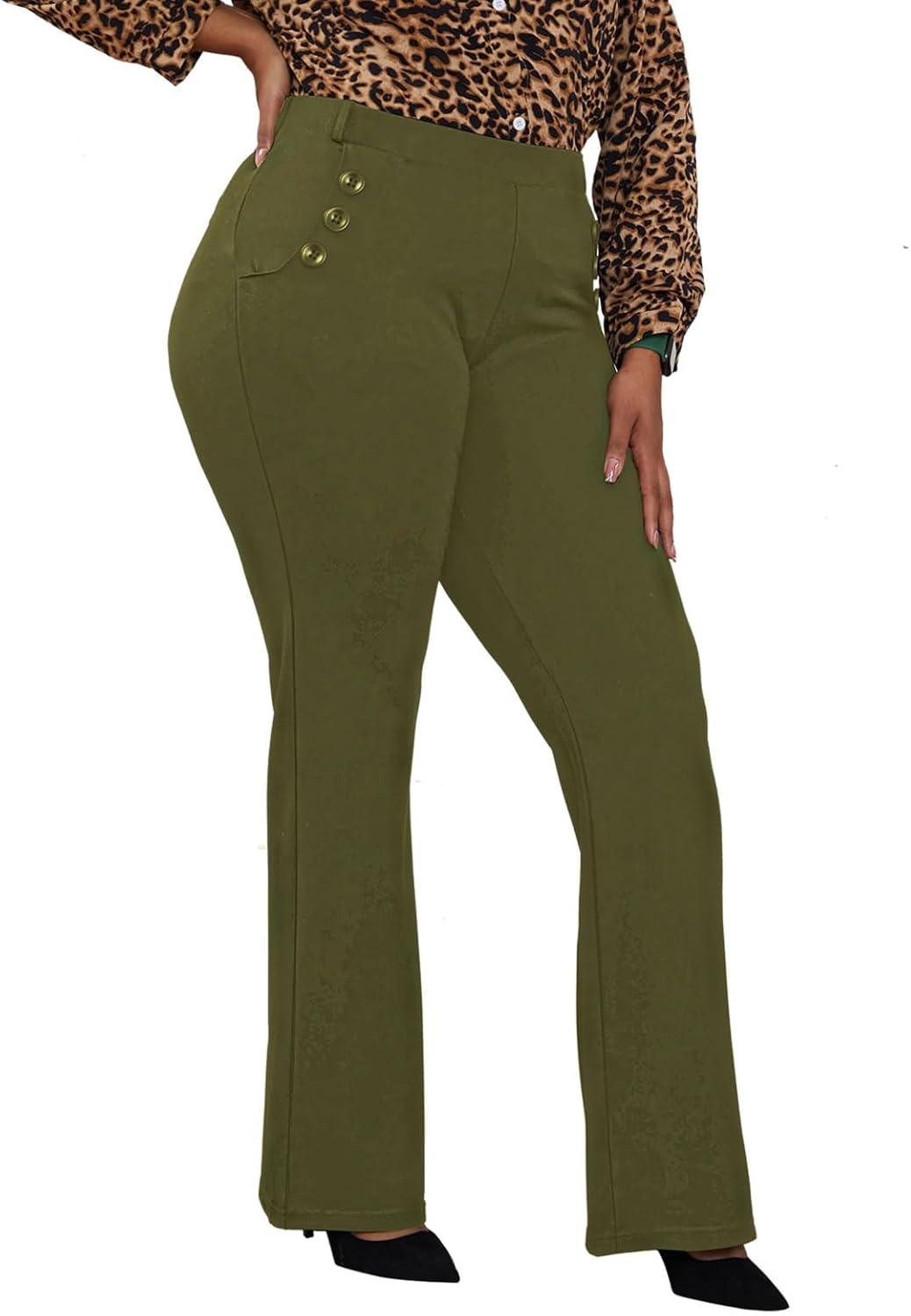 Wrinkle-Free Stretch Dress Pants Plus Size for Women DGD
