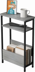 7.1 in Narrow Side Table for Small Spaces - Slim 3 Tier Nightstand