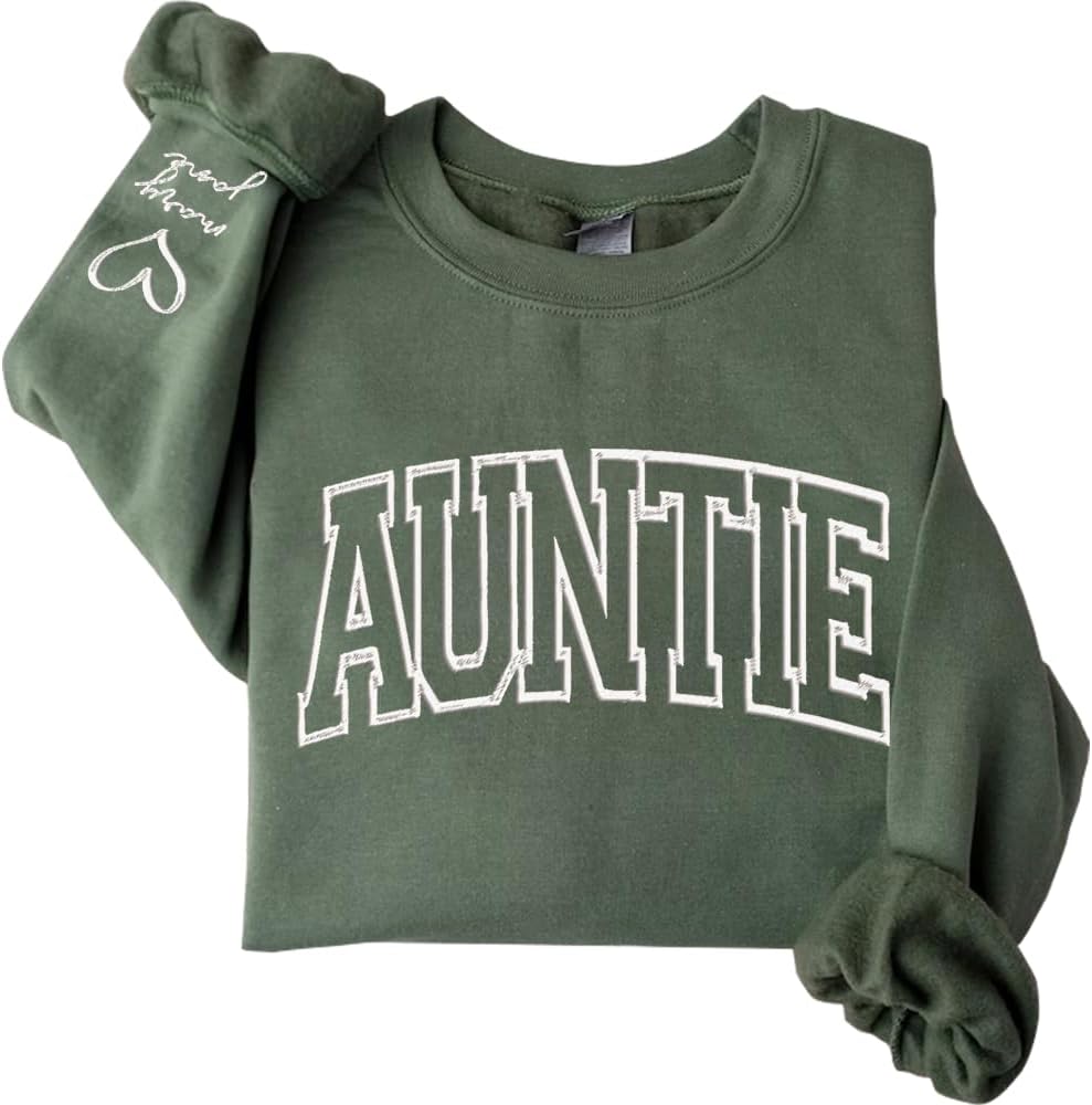 Custom Auntie Sweatshirt with Kids' Names - Personalized Gift
