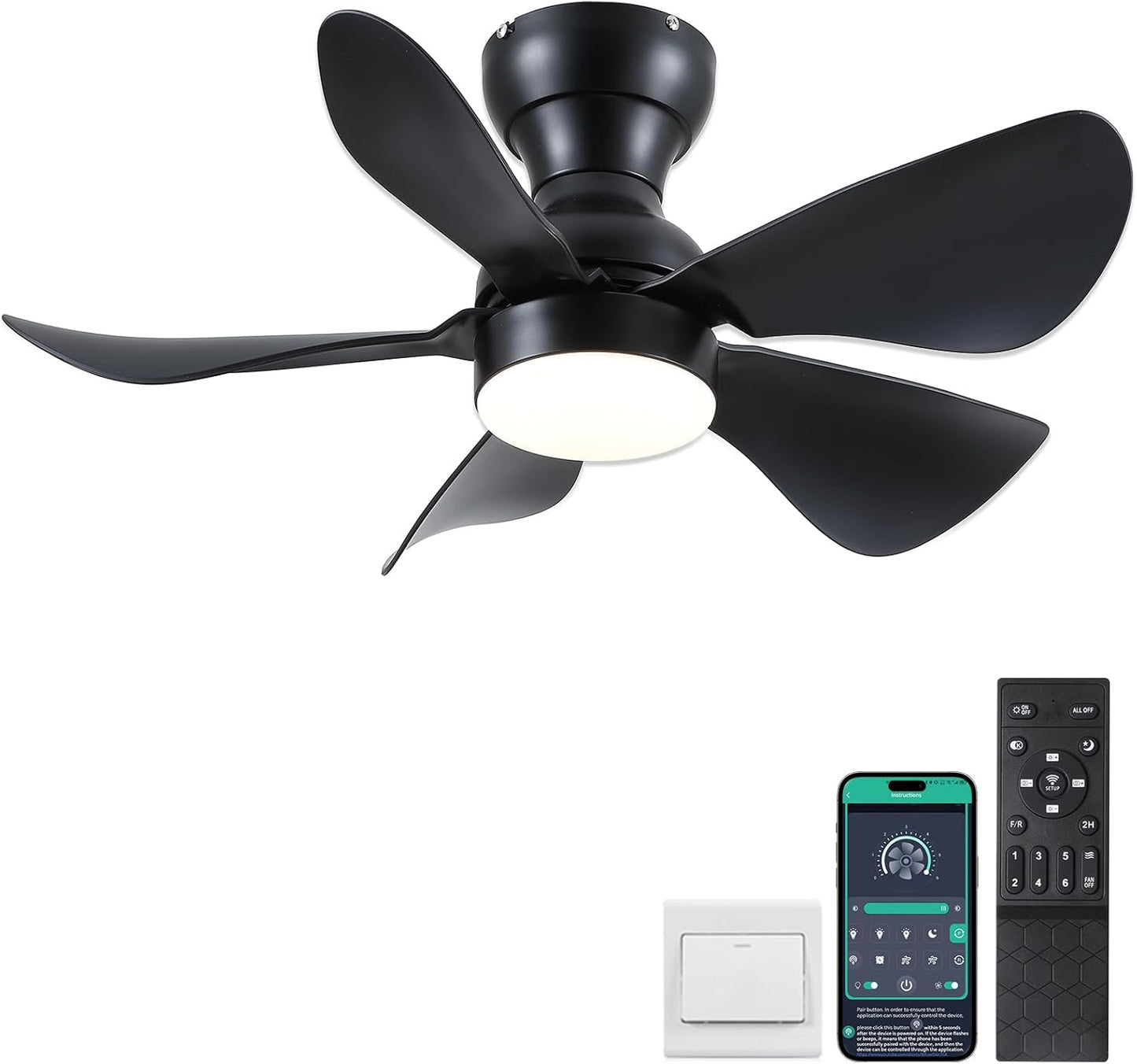 30 inch Ceiling Fans with Lights and Remote Control for Home