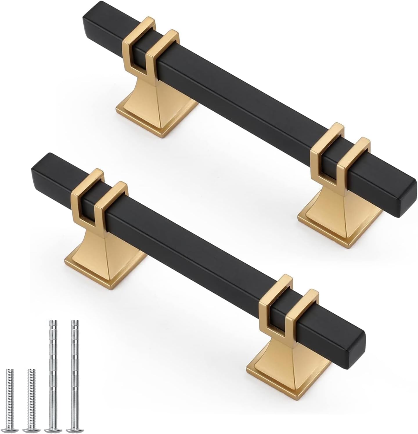 10 Pack 3 Inch Black & Gold Cabinet Pulls for Modern Kitchens