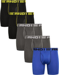 AND1 Mens Boxer Briefs 5-Pack - Breathable Stretch Performance
