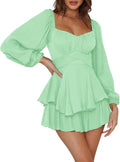 Women Off Shoulder Ruffle Chiffon Romper - Boho Cold Shoulder