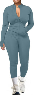 UOUA Two Piece Tracksuit Set Women - Slim Fit Zip Jacket & Leggings