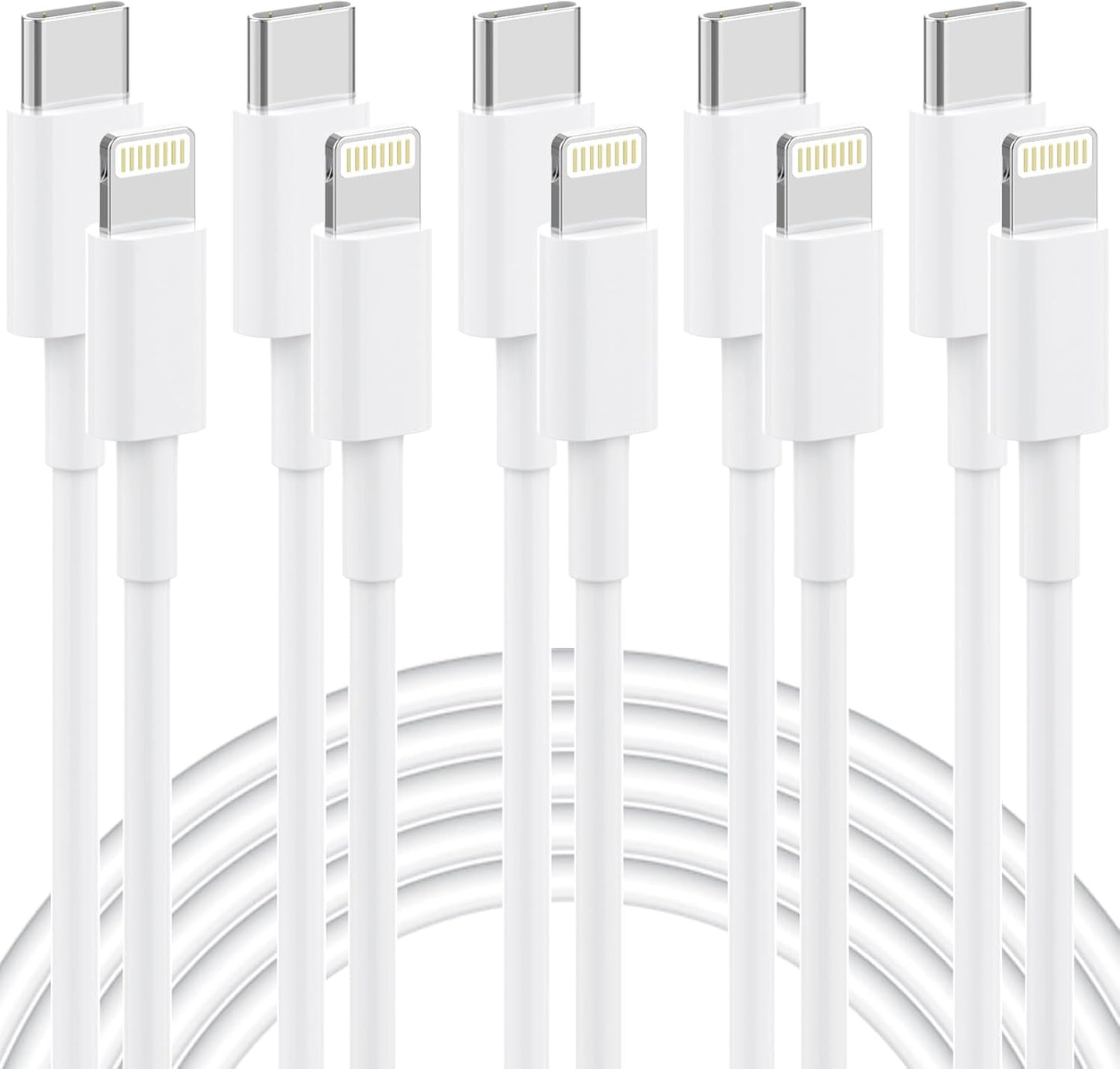 Fast Charge 5Pack 6/6FT USB C to Lightning Cable iPhone Charger for iPhone 14/13/12