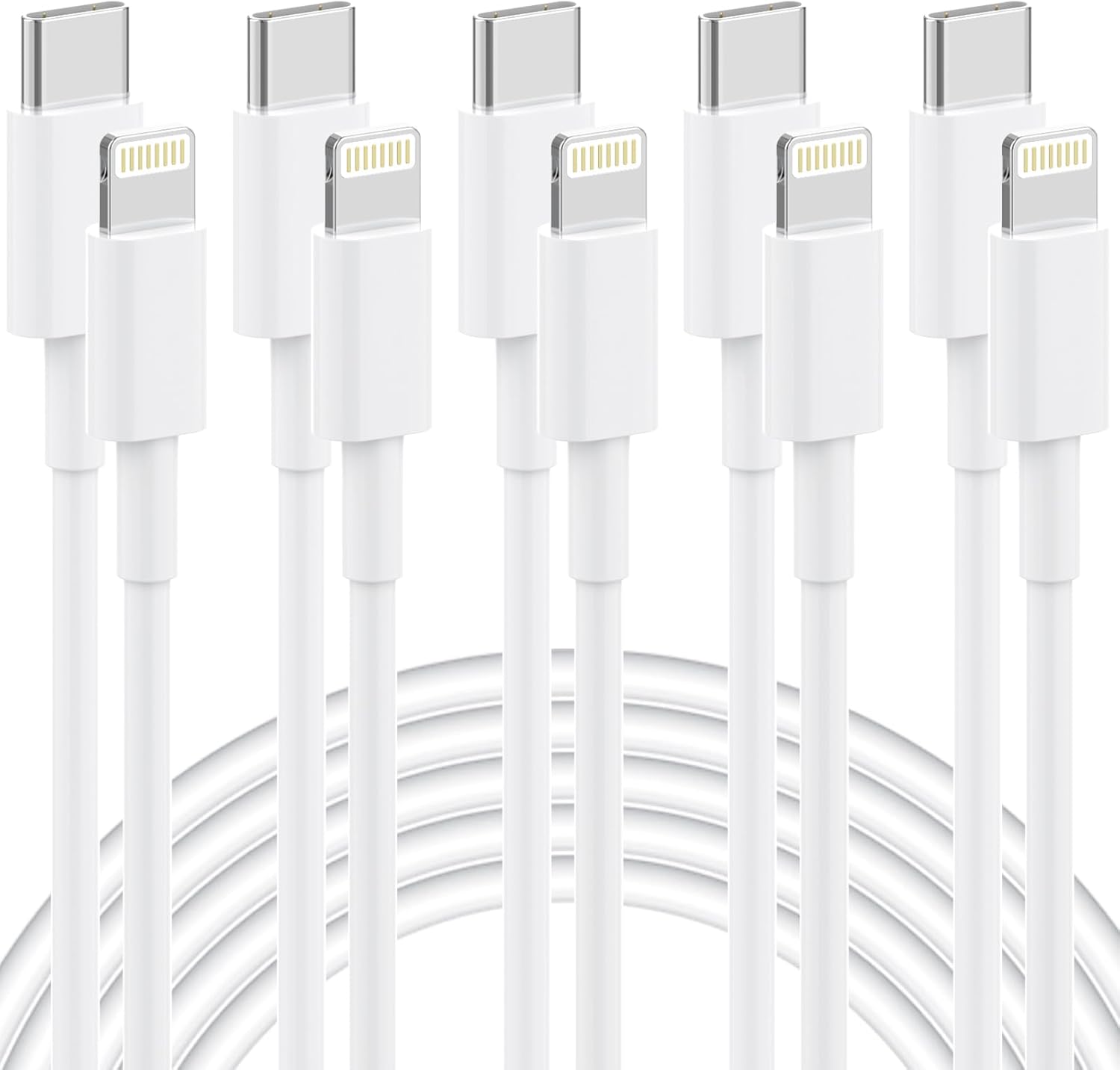 Fast Charge 5Pack 6/6FT USB C to Lightning Cable iPhone Charger for iPhone 14/13/12