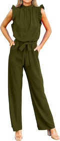 Jumpsuits For Women Dressy Summer One Piece Sleeveless Ruffle Mock