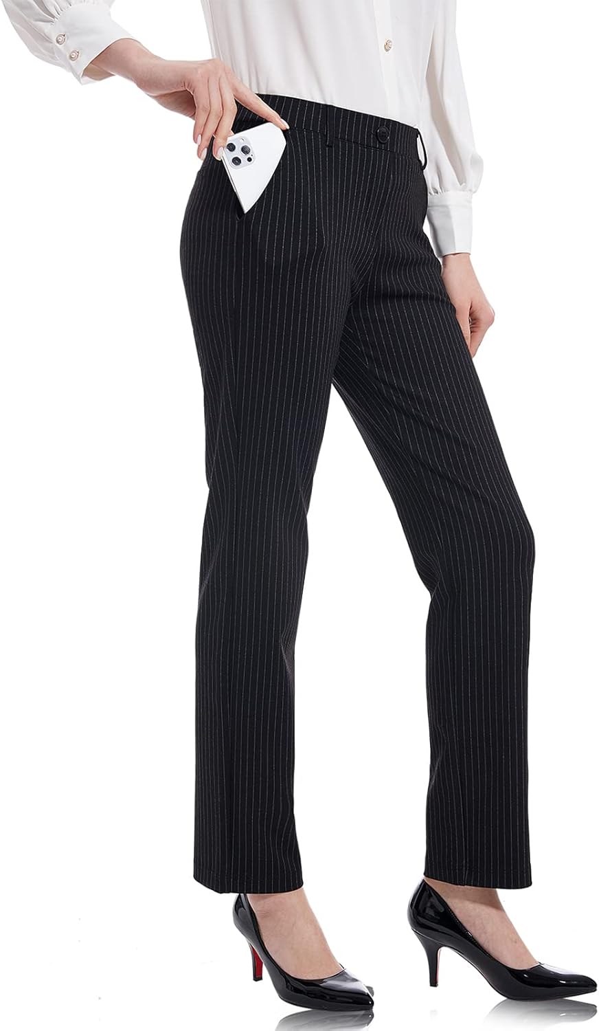 Tapata Women's Stretchy Straight Dress Pants for Office Work