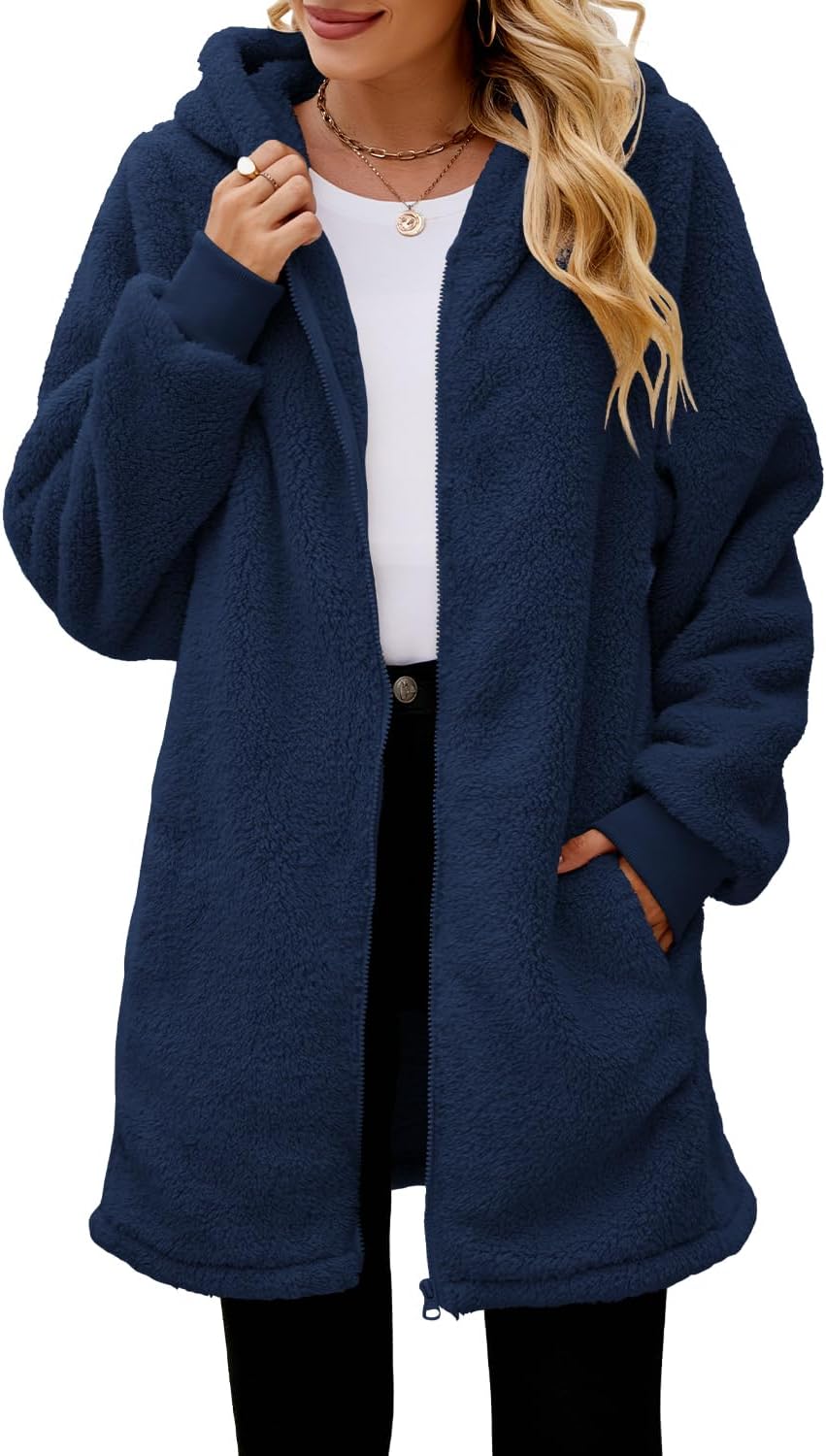 Yanekop Womens Oversized Sherpa Jacket for Cozy Winter Wear