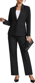 Pant Suits for Women 2 Piece Blazer and High Rise Straight Leg Pants