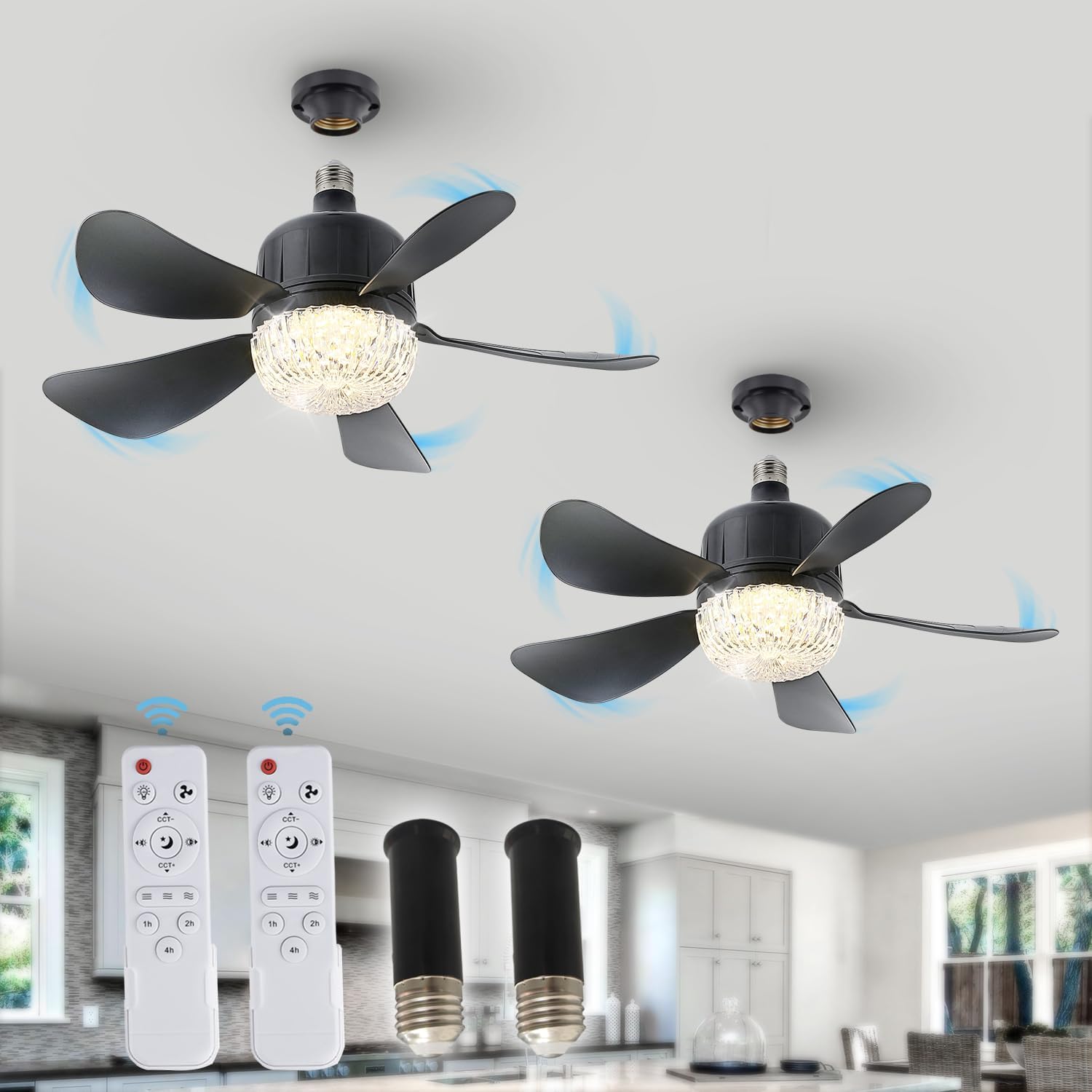 18in Socket Fan Light with Remote Control for Home Use