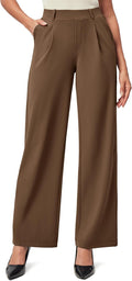 IUGA Womens Wide Leg Pull On Dress Pants High Waist - Comfortable Wear