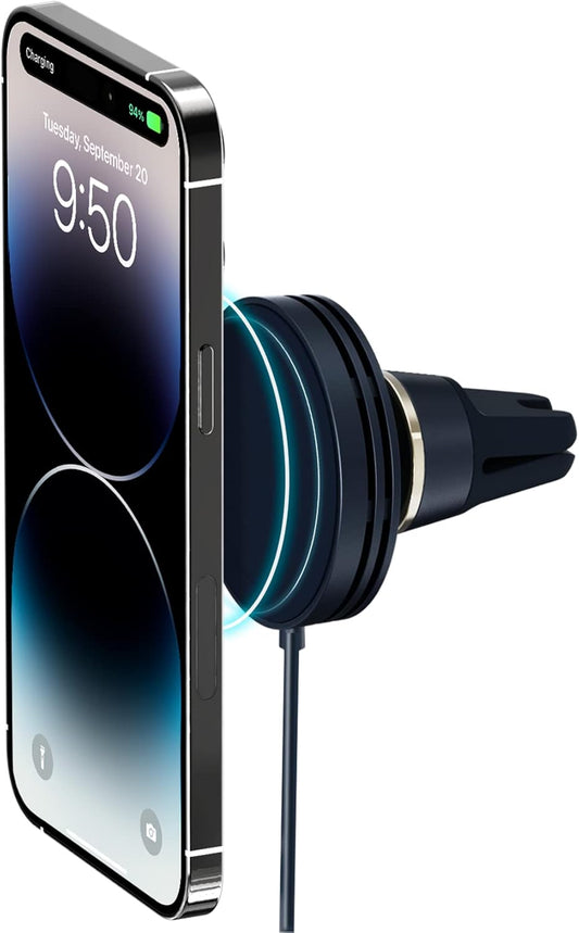 Velox Mini MagSafe Car Mount: Wireless Charging, Midnight Blue
