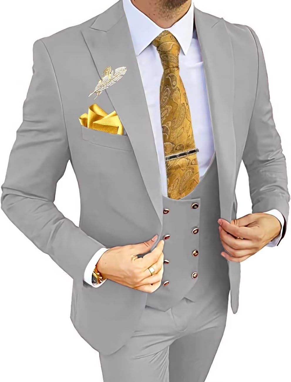 Wangyue 3 Piece Men's Slim Fit Suits for Weddings and Prom