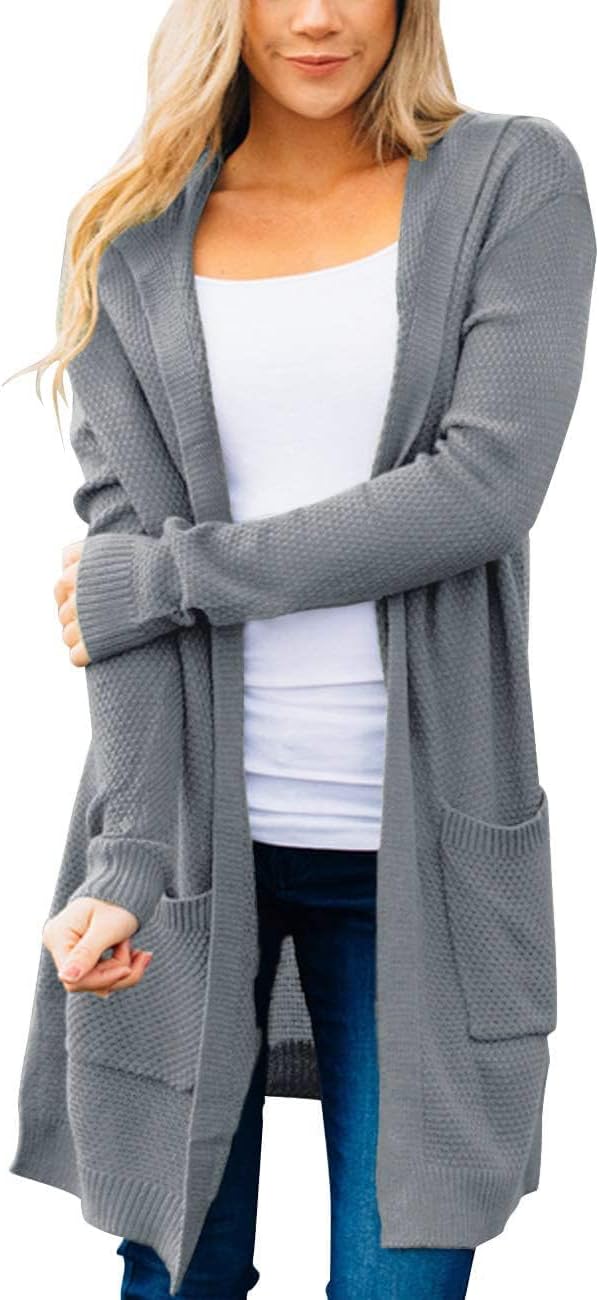 MEROKEETY Long Cardigans for Women - Cozy Hooded Sweaters