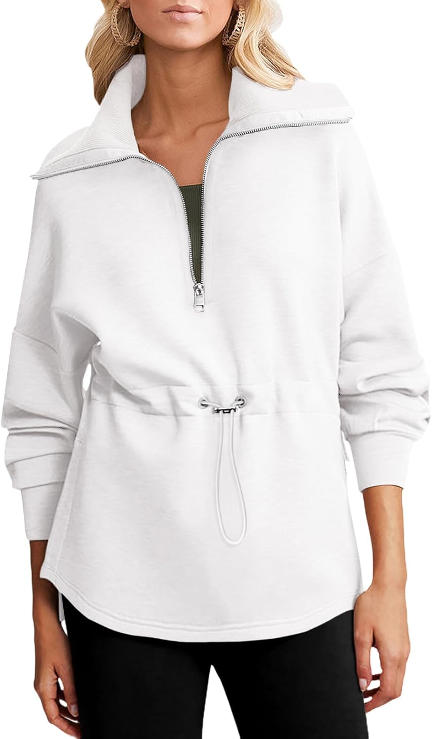 Dokotoo Womens Oversized Half Zip Sweatshirt for Casual Style