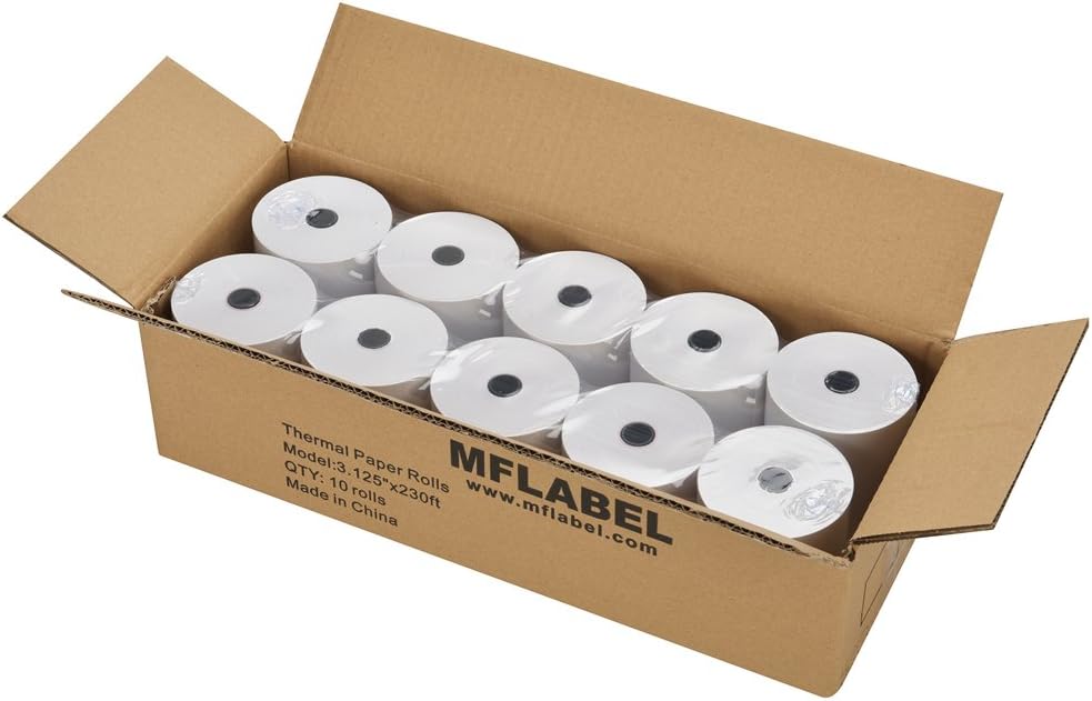 10 Rolls MFLABEL 3-1/8 x 230ft Thermal Paper - Superior Quality