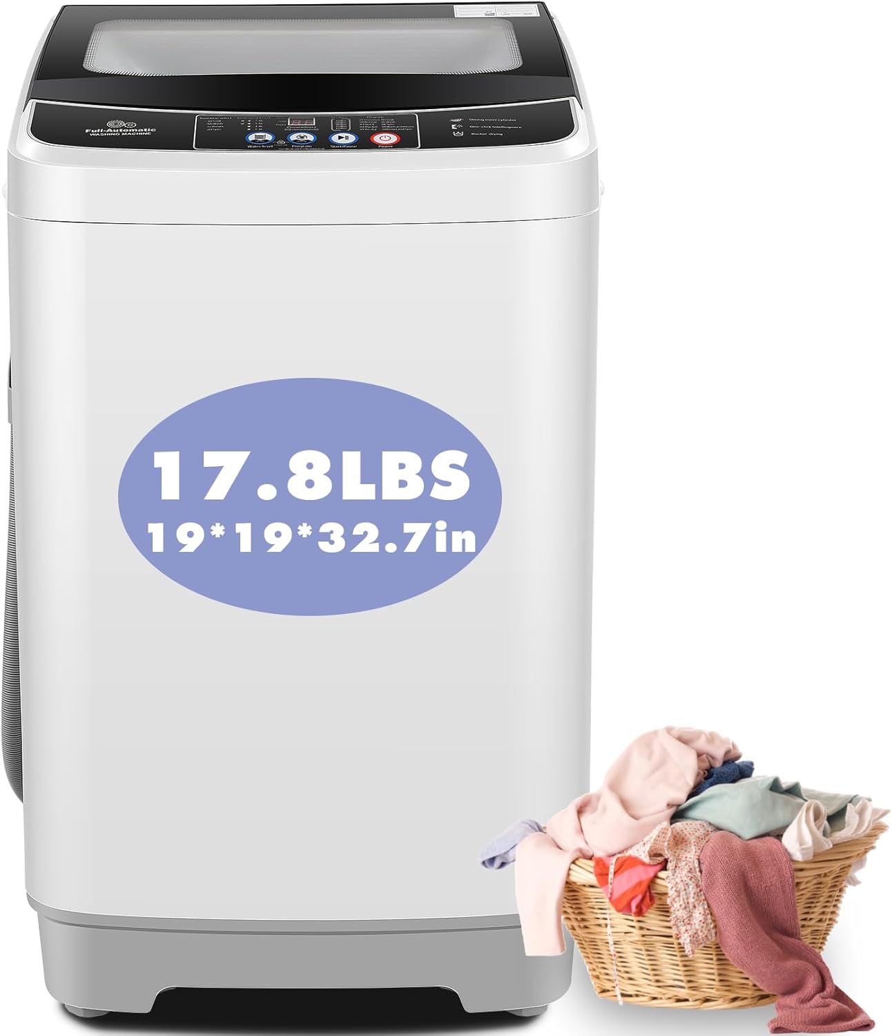 Nictemaw 17.8Lbs Portable Washer: Full-Automatic & Compact!