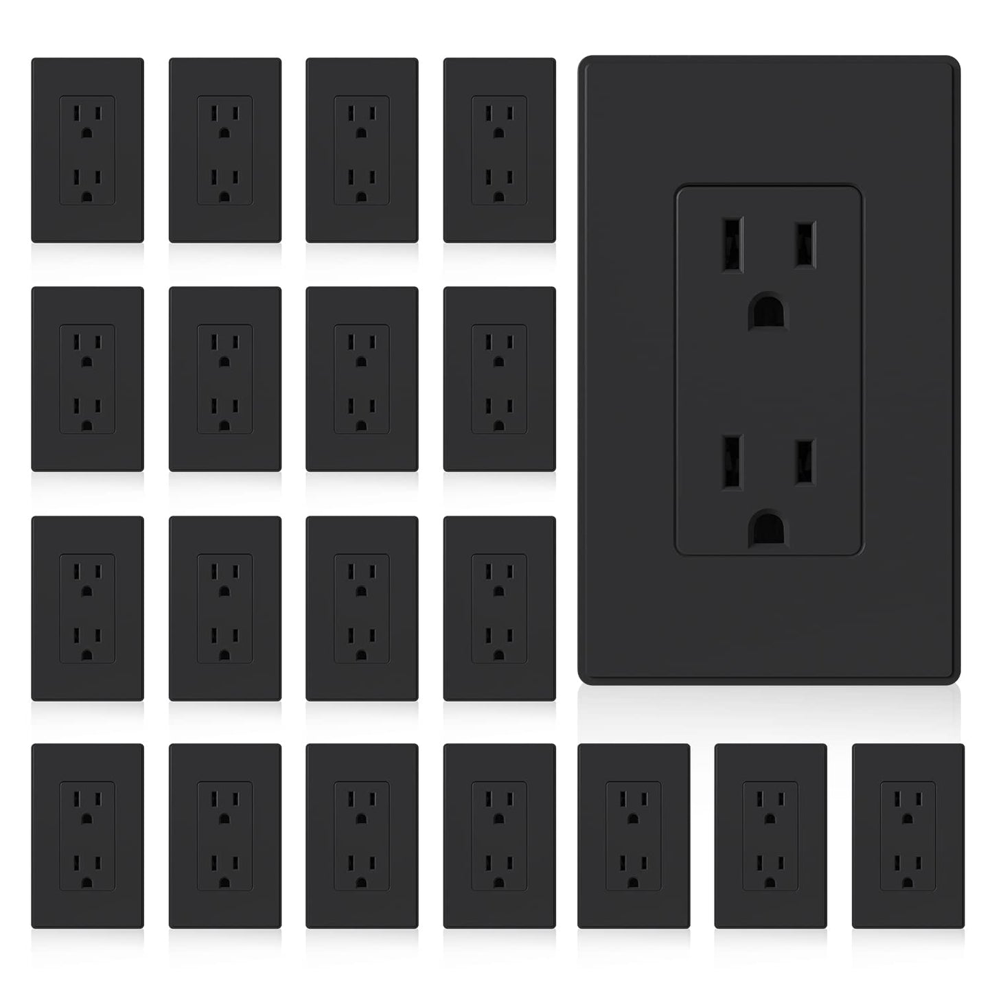 ELEGRP Matte Black Electrical Wall Receptacle Outlet, 20 Pack