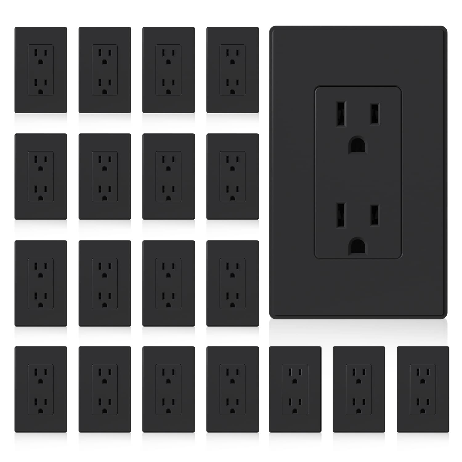 ELEGRP Matte Black Electrical Wall Receptacle Outlet, 20 Pack