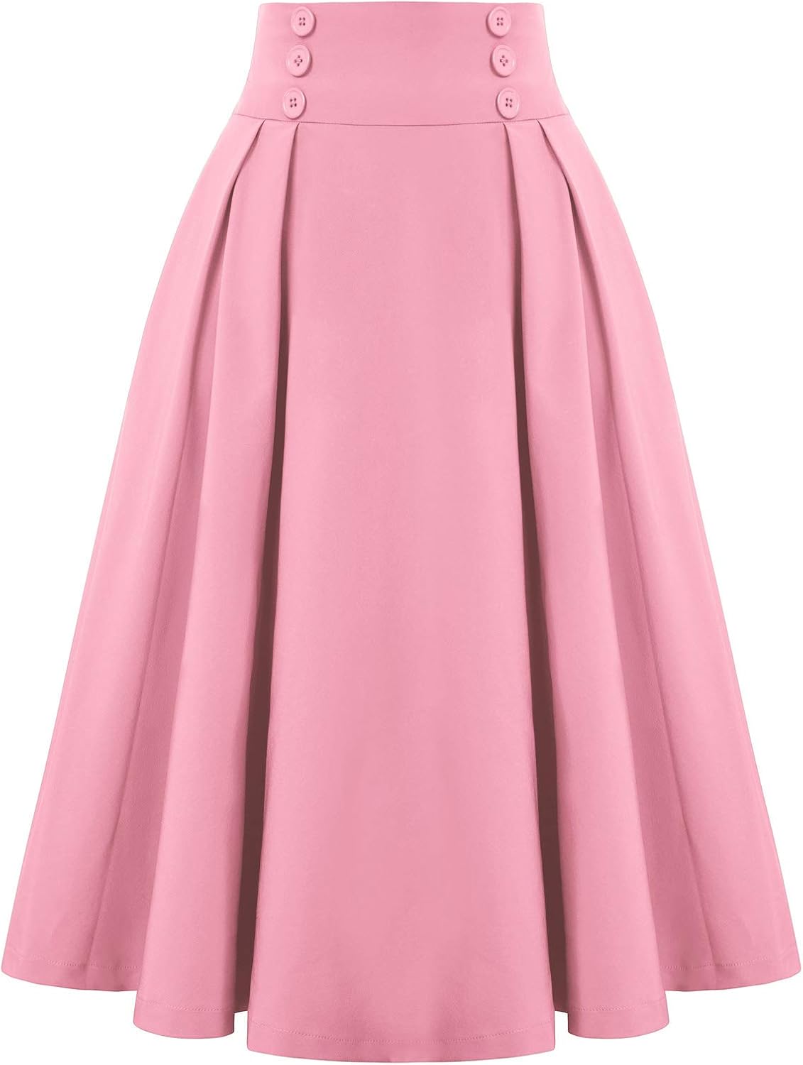Belle Poque Women's Vintage High Waist Pleated Midi Skirt