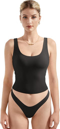 SUUKSESS Women Scoop Neck Tank Top - Double Lined Summer Crop