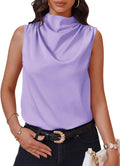 Cicy Bell Womens Mock Neck Satin Tank Top - Polished Workwear