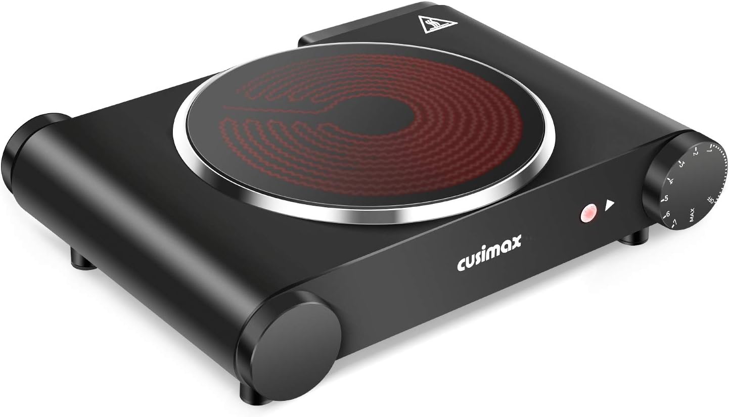 Cusimax Portable Electric Stove - 1200W Infrared Single Burner