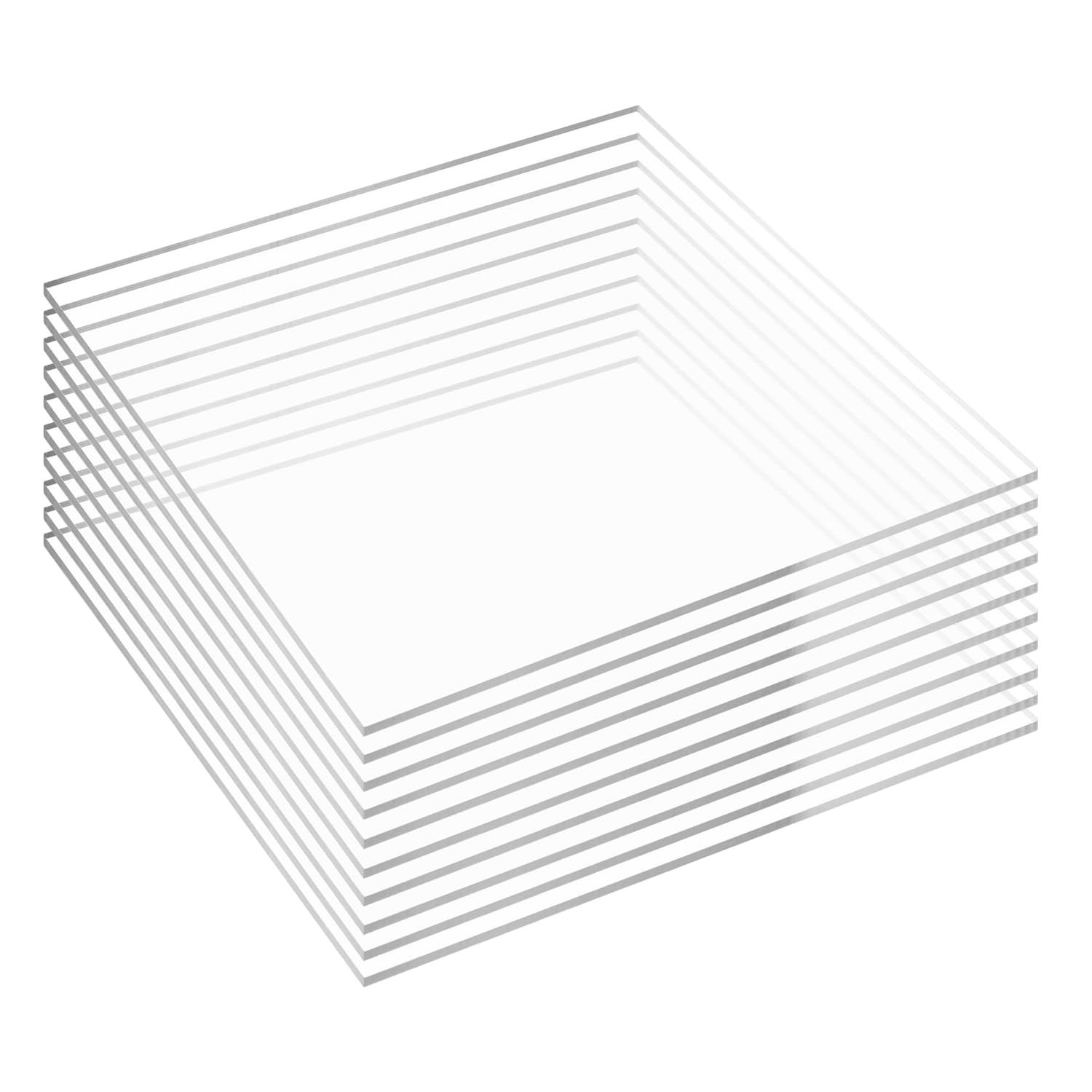 Pack of 10 Clear Acrylic Sheets for Craft and Display Projects
