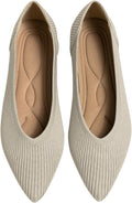 Women's Pointed Toe Knit Ballet Flats - Comfortable All-Day Wear lines
