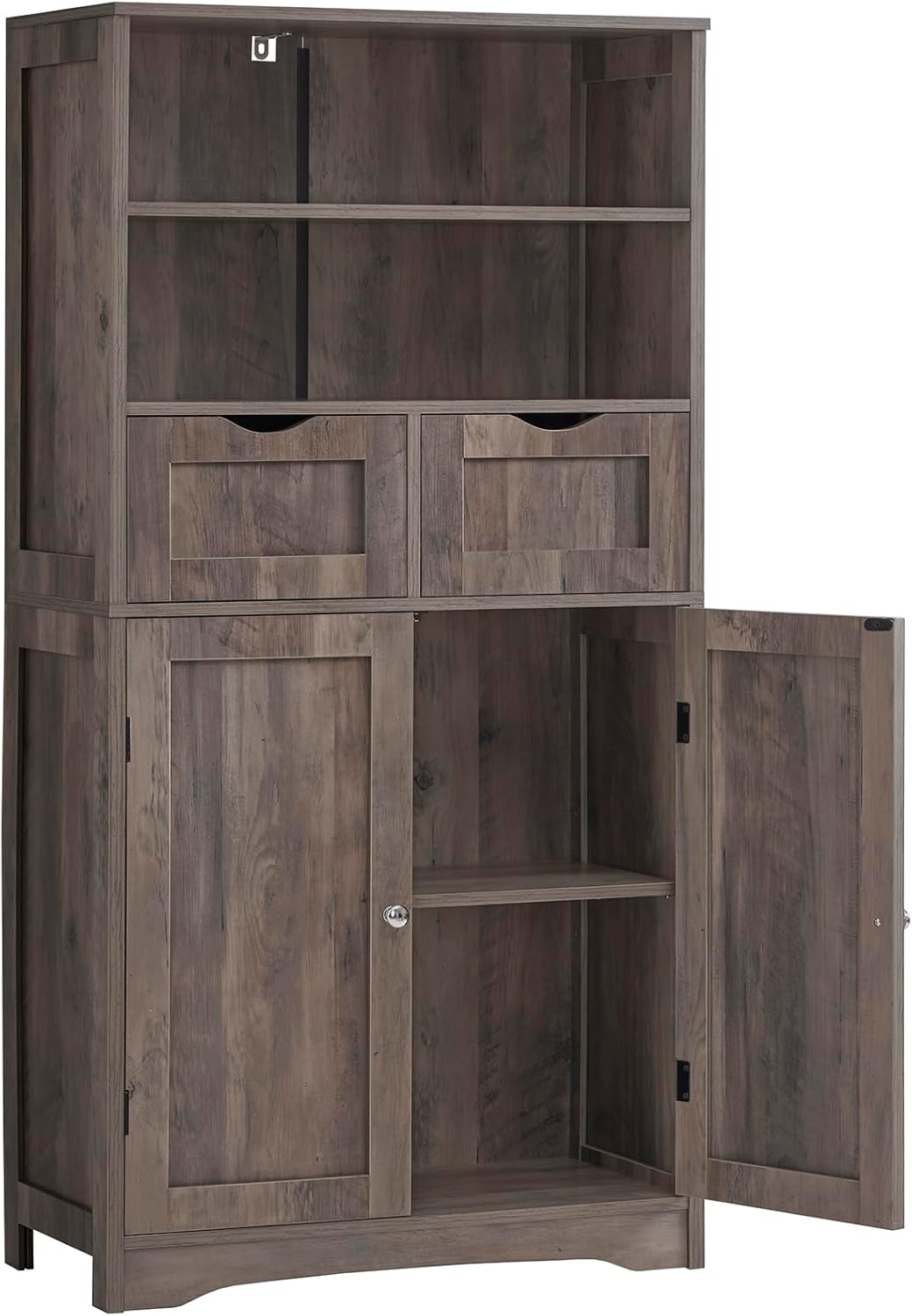 Iwell Tall Storage Cabinet with 2 Drawers & Adjustable Shelf