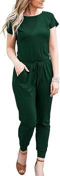 Women's Casual Short Sleeve Jumpsuit with Pockets for Everyday Wear