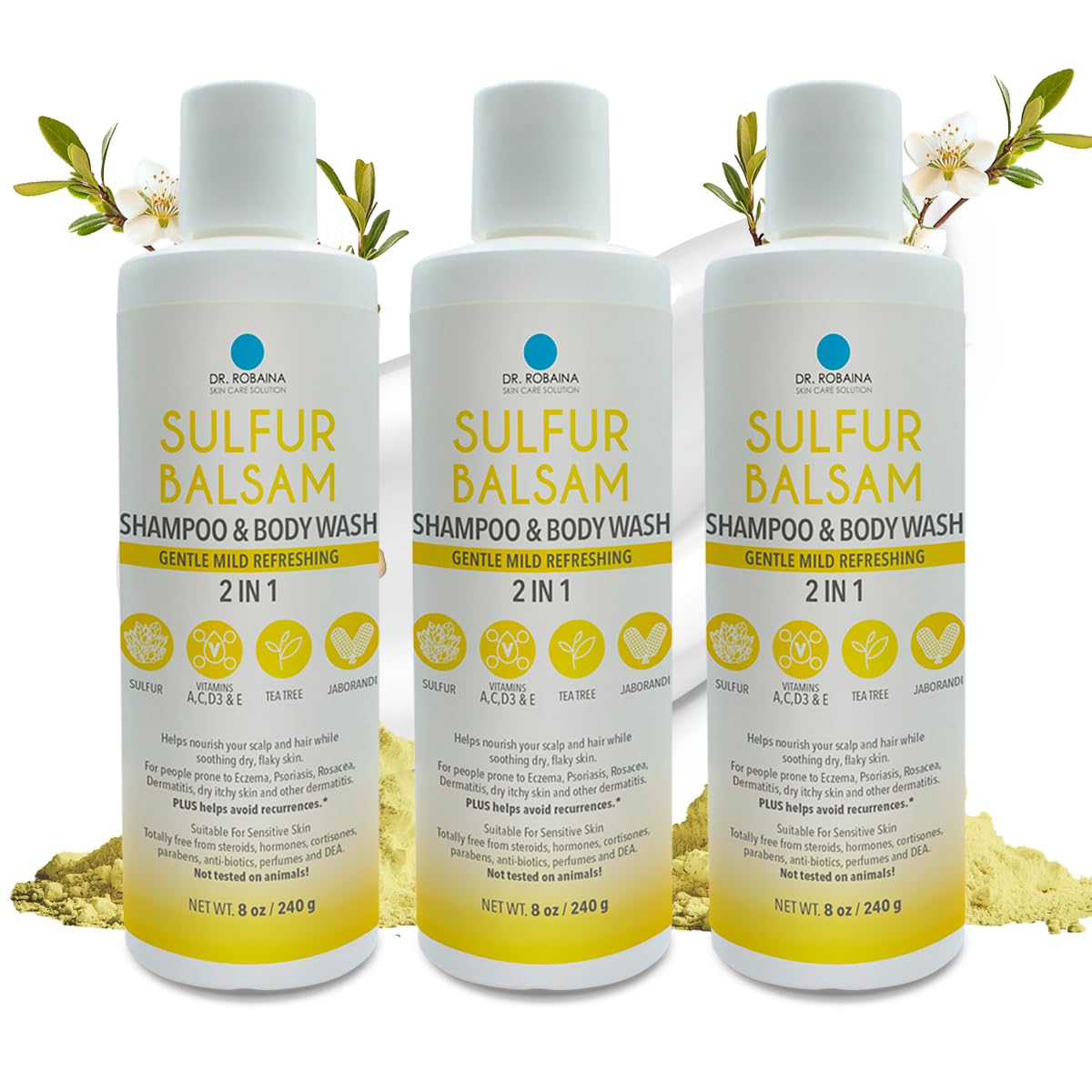 Dr. Robaina Sulfur Shampoo & Body Wash for Dandruff Relief