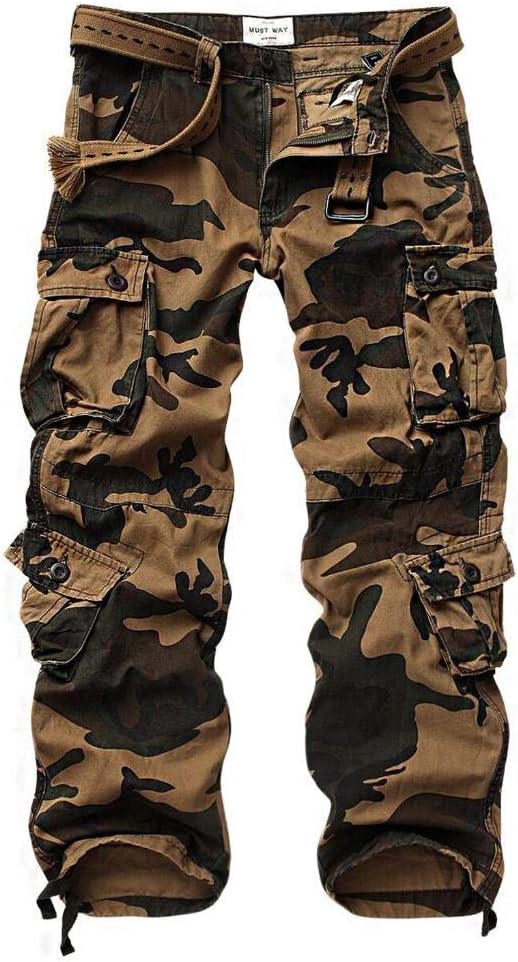 AKARMY Men's Casual Cargo Pants with 8 Pockets for Comfort