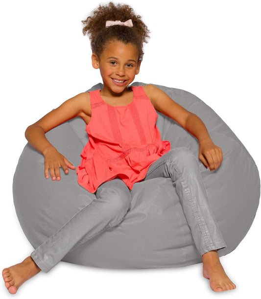 Posh Creations Bean Bag Chair for Kids and Teens, 38in Gray