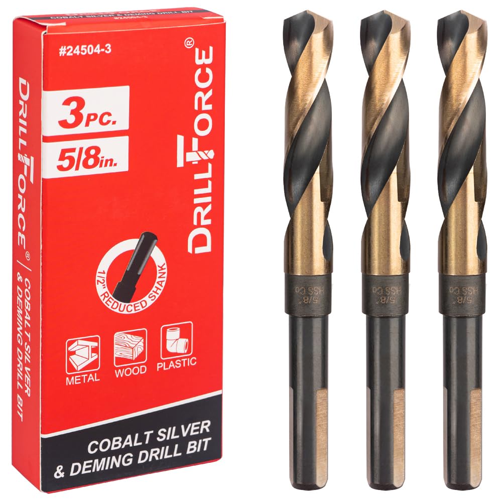 3PCS 5/8 Inch Cobalt Drill Bits for Stainless Steel Applications