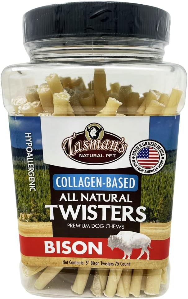 Bison Collagen-Based Twisters for Small Dogs - 75 Count Jar