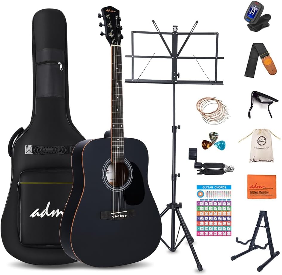 ADM Dreadnought Acoustic Guitar Kit for Beginners and Teens